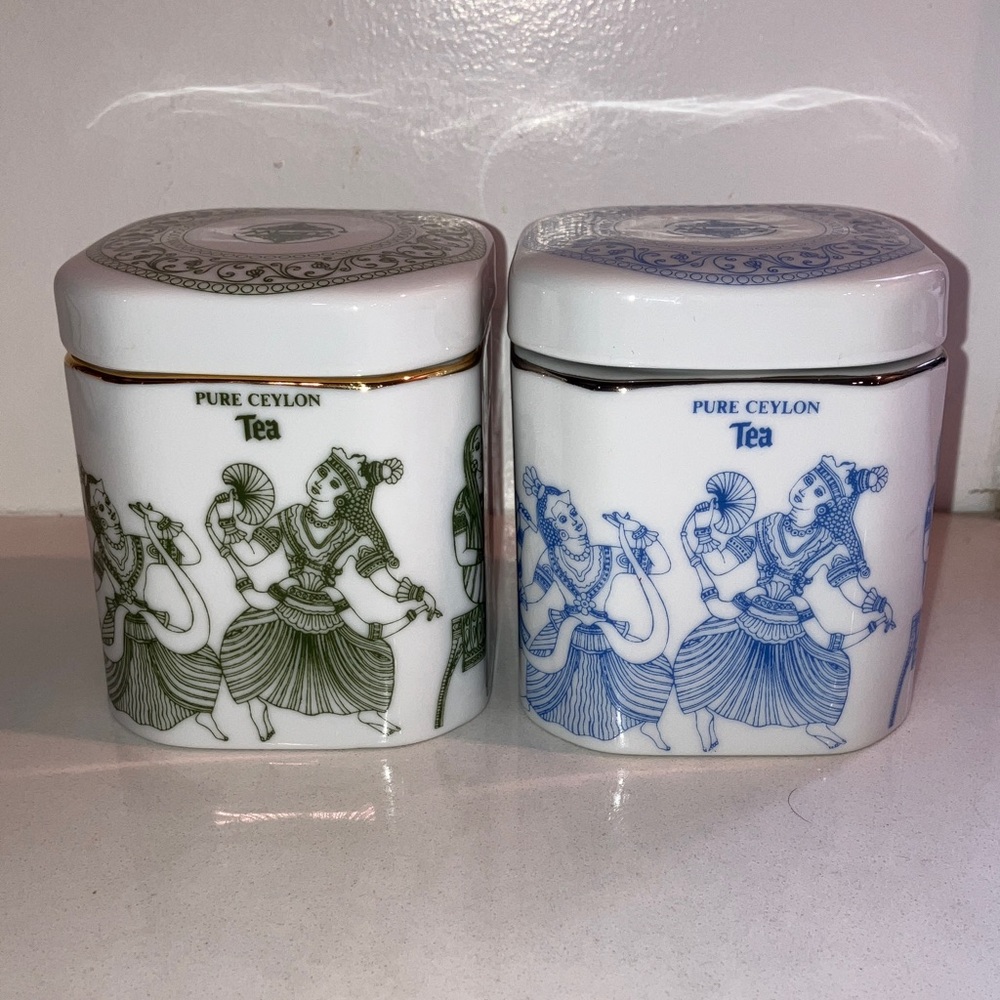Vintage porcelain Tea Canisters - set of two